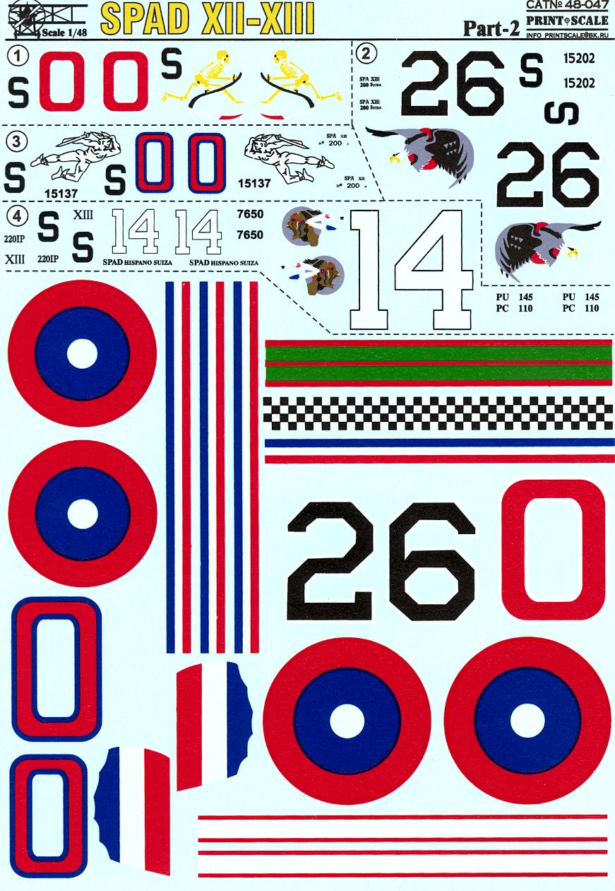 Print Scale Decals 1/48 SPAD XII & SPAD XIII American WWI Fighters | eBay